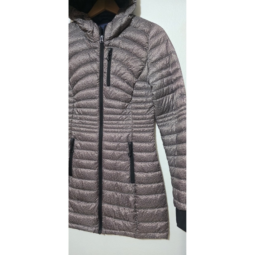 HFX Performance Jacket Coat Women Sz S Brown Gray Hooded Down Puffer Quilted EUC - Picture 2 of 7